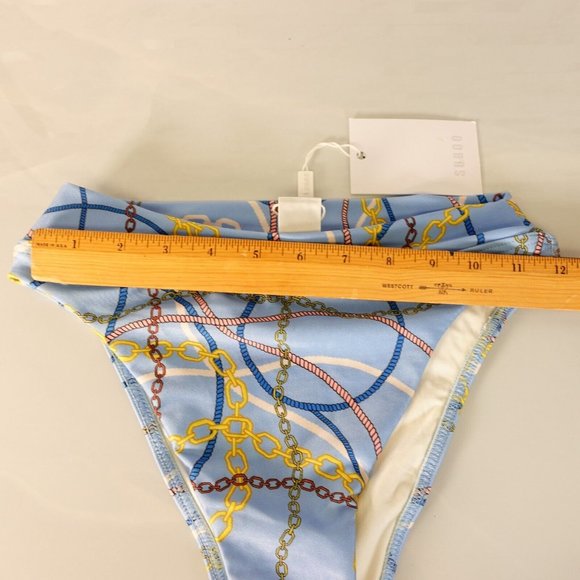 Suboo Swimsuit Womens XS Bikini Bottom High Waisted Blue Chain Contour Stretch - Picture 5 of 11